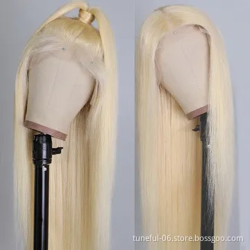 Wholesale 30 inch blonde Lace Front Human Hair Wigs For Women Brazilian Highlight colored 613 Frontal Wig pre plucked